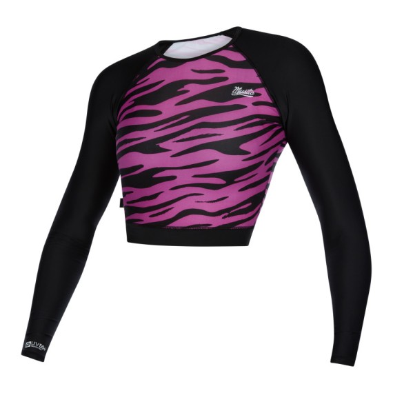 Lycra femme MYSTIC Diva LS Crop Tee Black/Pink